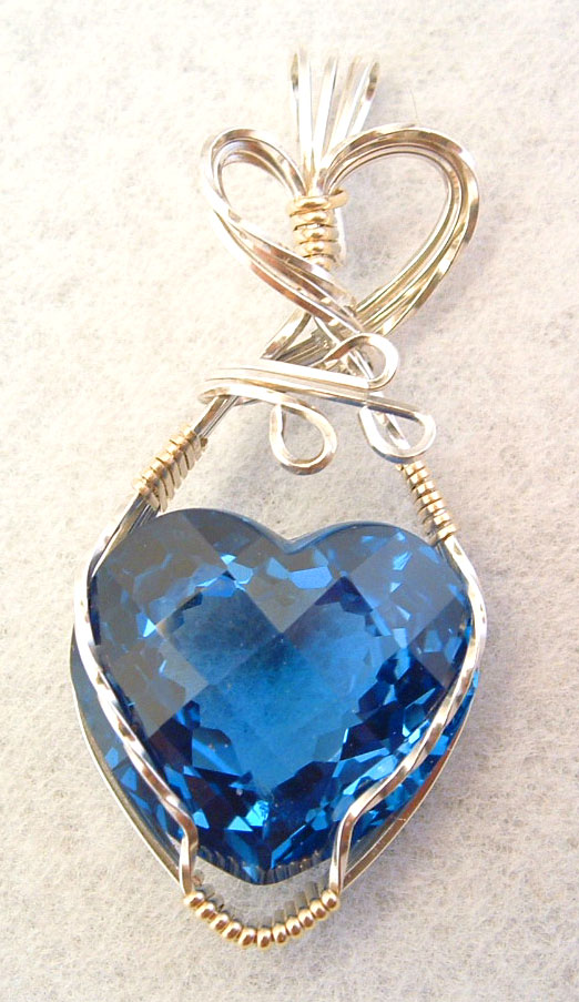 London blue Topaz heart pendant, Topaz jewelry