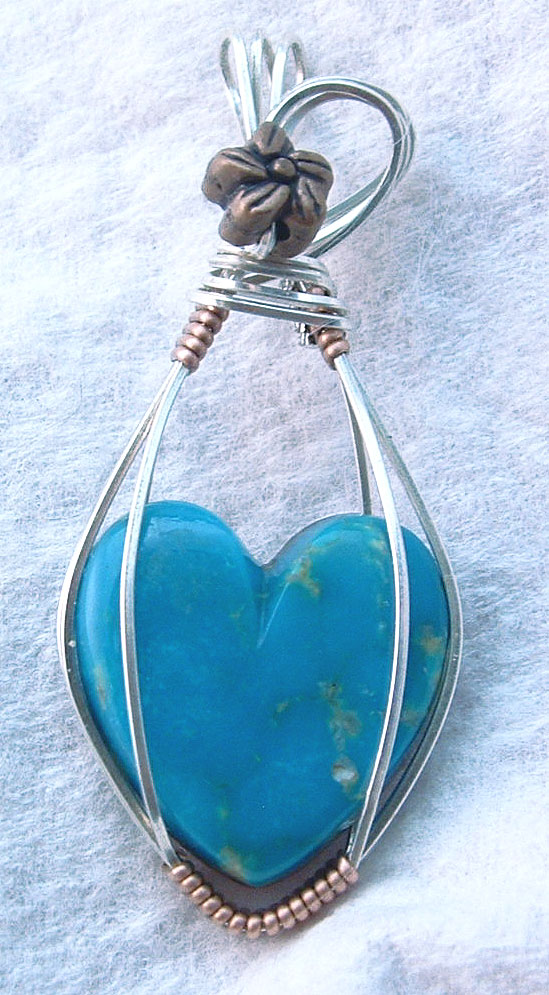Turquoise heart jewelry, handmade Turquoise pendant