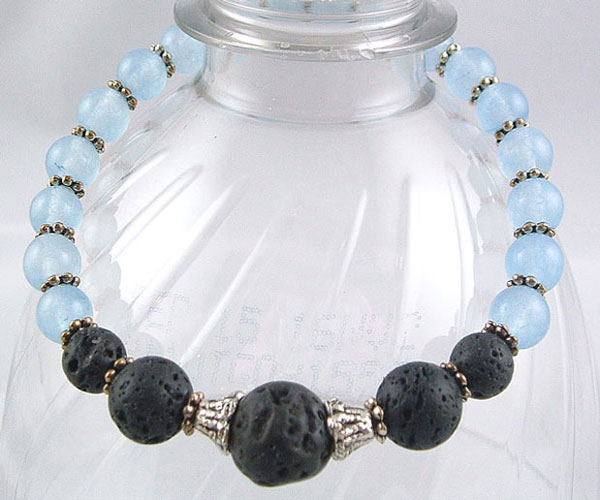 Angelite beaded aromatherapy bracelet, essential oil diffuser jewelry