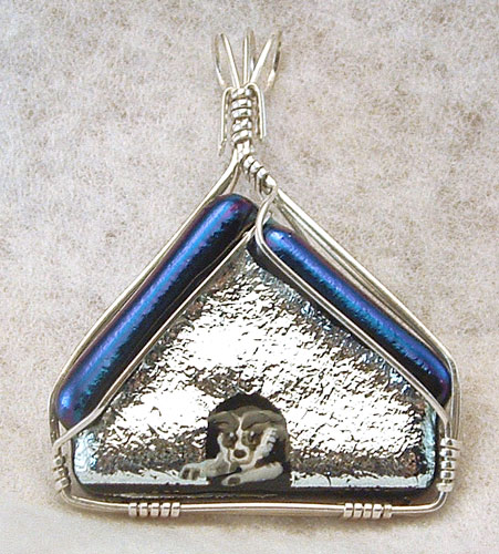 dog pendant, doggy jewelry, puppy on Dichroic glass