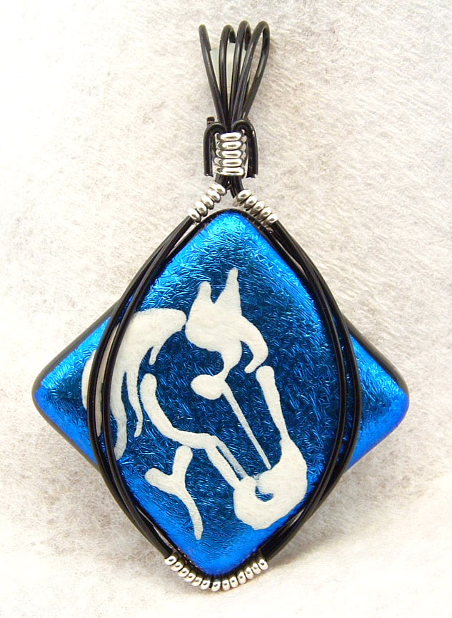 Horse head jewelry, horse face dichroic glass pendant